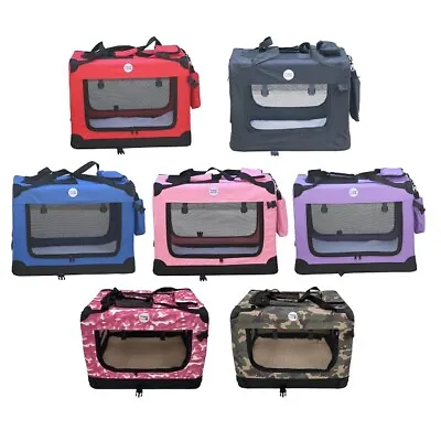 View Details HugglePets Fabric Dog Crate Puppy Carrier - Cat Travel Cage Carry Pet Bag 4 Size • 42.95£