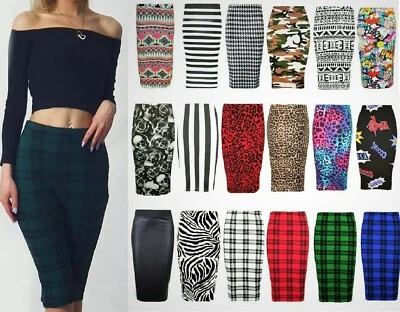 £4.99 • Buy Womens Ladies Printed Wiggle Tube Pencil Skirts Office Skirt (S-2XL)