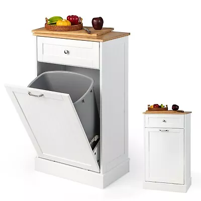 £65.99 • Buy Kitchen Trash Cabinet Tilt Out Trash Recycling Bin Cabinet With Pull-out Drawer