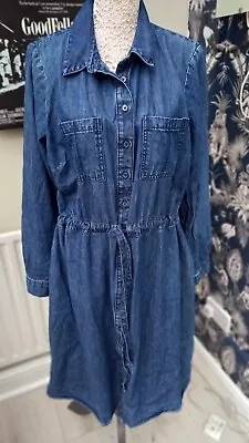 Ladies Matalan Blue Denim Belted Long Sleeved Dress Size Uk 18. Great Condition. • £9