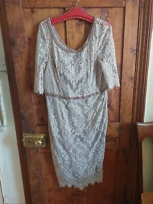 £12 • Buy Monsoon Dress Size UK 108Beige Floral Beaded Lace Wedding Guest Occasion