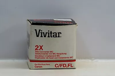 Vivitar 2X Teleconverter C/FDFL  Canon  MC Tele Converter With Box And Case • £24.99