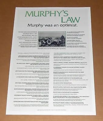 Murphy’s Law Poster Print 13x19 Murphy Was An Optimist  • $19.95