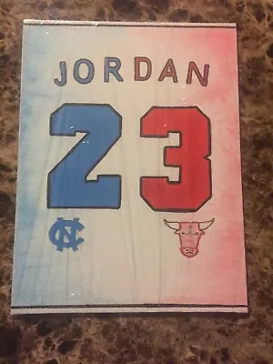 Michael Jordan Painting/Drawing  9”X12” Canvas Panel Half And Half LOOK • $20