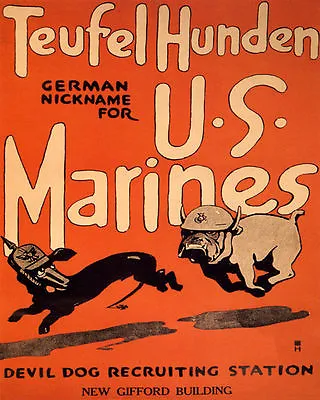 Poster Devil Dogs German Nickname For Us Marines Corps Vintage Repro Free S/h • $15.95