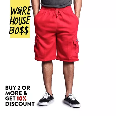 Dreamusa Mens Plain Cargo Shorts 5 Pocket Heavyweight Casual Fleece Shorts • $27.95