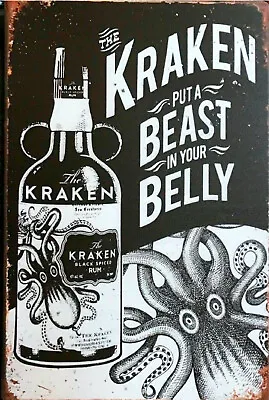 $12 • Buy The Kraken Black Spiced Rum New Tin Metal Sign MAN CAVE