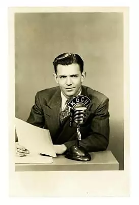 KGCU Radio Sports Announcer Patrick  Pat  Phillips Mandan N.D. 1940's Adv. RPPC • $9.99