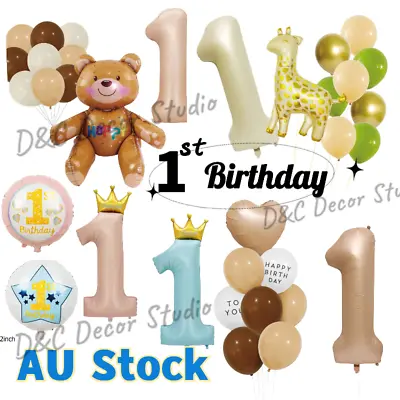 FIRST BIRTHDAY DECORATIONS ONE YEAR OLD PARTY BALLOONS BOY GIRL BABY 1st BIRTH • $16.80