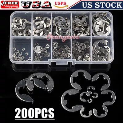 200PCS E Clips Retaining Ring Assorted C Circlip Stainless Steel Kit 1.5 - 10mm² • $9.88