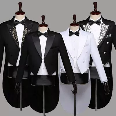 Men's Formal Tuxedo Black Magic Suit Jacket Formal Tail Coat Dress Party Blazer* • £37.13