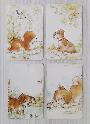 Vintage 1970's Swap Cards Blank Backs Authentic Sarah Kay Set Of 4 Dogs  • $10