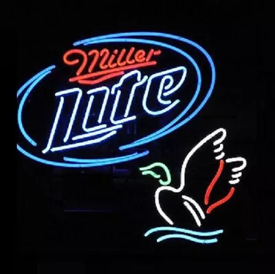 Miller Lite Flying Duck Neon Sign Home Bar Pub Restaurant Cave Wall Decor 19x15 • $141