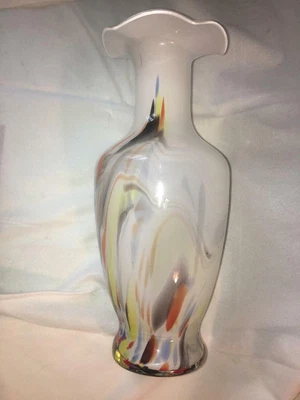 £33.84 • Buy Vintage Murano Art Glass Bright Multi Color Splattered Vase Hand Blown 