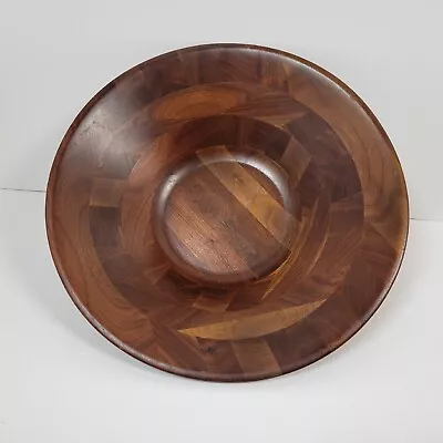 Vermillion Real Walnut Serving Salad Dough Bowl 12  Vintage Mid Century • $22.99