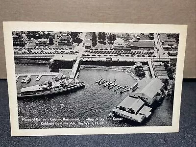 Howard Ballou’s Cabins Restaurant Bowling Alley From The Air Weirs NH Postcard￼ • $10.99