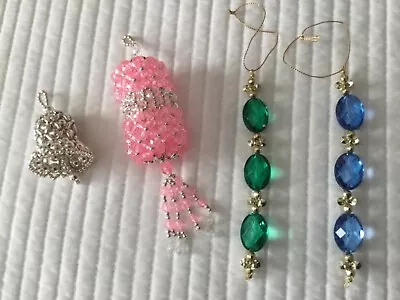 VINTAGE Handmade Beaded Plastic Prism Crystal Ornaments LOT Of 4 MINT CONDITION • $24.99