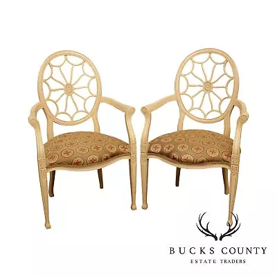 Regency Style Quality Pair Spider Back Armchairs (B) • $795