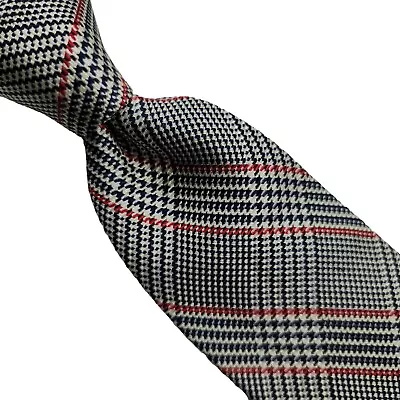 A5) Vtg Polo Ralph Lauren Gray Houndstooth Pattern  Silk Necktie Made In Usa  • $27.95