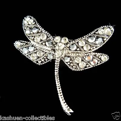 £42.46 • Buy Black Dragonfly Made With Swarovski Crystal Antique Style Pin Brooch Jewelry NEW