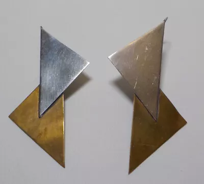 Vintage JHW Sterling Silver Retro Modernist Double Triangle Earrings. 8.11 Grams • $20