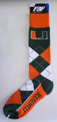 Miami Hurricanes Men's Crew Socks One Size Fits Most Argyle Lineup • $12