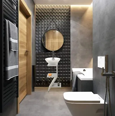 £699.99 • Buy Bathroom Glass Basin Sink Vanity Unit With Bowl Wall Hung Cloakroom Grey GK