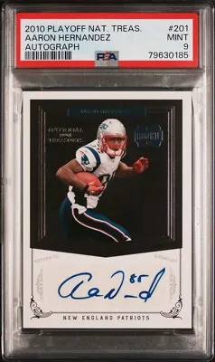 Aaron Hernandez 2010 Panini National Treasures #201 RC Rookie Auto /99 PSA 9 • $999.95