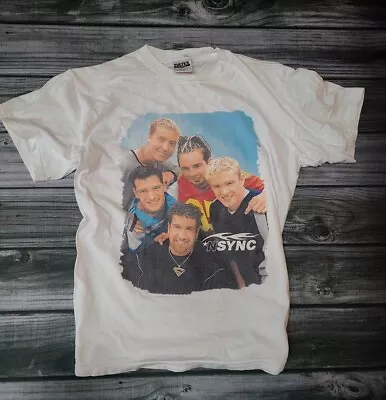 Vintage NSYNC Band Tee White Tultex Tag Shirt Unisex 1998 Size M Medium RARE • $89.98