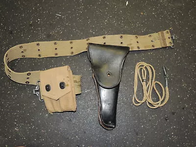  US Army Vietnam Web Belt W/ 1964 Bucheimer M1911 Leather Holster • $124.99