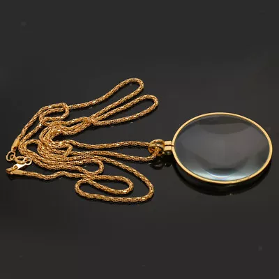 Magnifying Glass  Magnifier Loupe With Chain Necklace Elder Reading Tool • £5.83