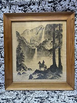 Vintage Signed Print Of Etching  Yosemite  By R.H. Palenske Horses Riding Framed • $144.60