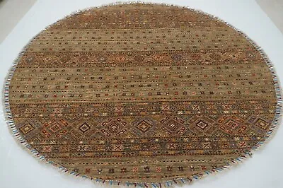 8 X 8 Ft Gray Gabbeh Afghan Hand Knotted Tribal Oriental Round Rug • $1599