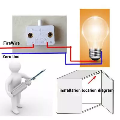 Automatic Reset Switch Wardrobe Cabinet Light Switch New /250V Door 1A S6P7 • £2.90