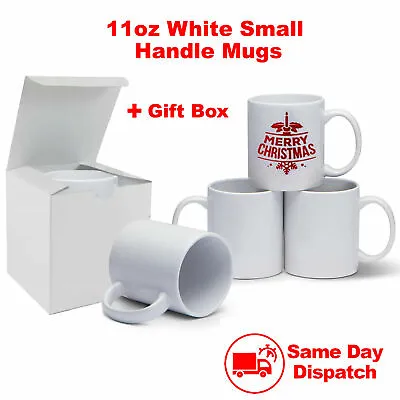 £4.99 • Buy White Sublimation Mugs 11oz Heat Press Blank Ceramic Coated Small Handle Mug