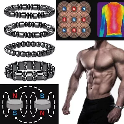 Pure Hematite Magnetic Detox Bracelet For Women Men Anxiety Relief Improve Sleep • $11.66