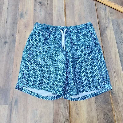 Men's J Crew Flex Swimwear Size Small Swim Trunks Drawstring Blue Geometric • $14.95