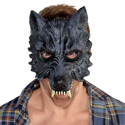 £10.71 • Buy Mens Big Bad Grey Werewolf Wolf EVA Half Mask Realistic Halloween Fancy Dress
