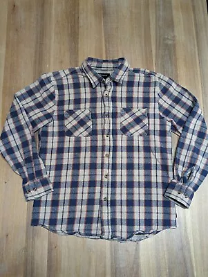 Brixton Flannel Shirt Men's Size Medium Blue Plaid Long Sleeve Button Up Outdoor • $18.93