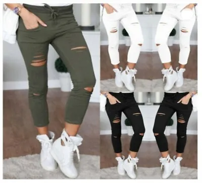 £13.99 • Buy Womens Ripped Denim Stretchy Fit Skinny Jeans Jeggings Ladies Plus Sizes 10 - 24