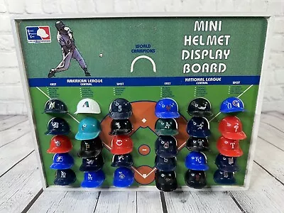 Vintage 1998 MLB Mini Baseball Helmet Display Board Sign Lrich Wooden Frame • $125