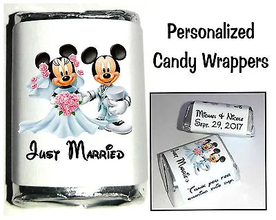 120 DISNEY MICKEY AND MINNIE MOUSE WEDDING CANDY WRAPPERS FAVORS Personalized • $8.99