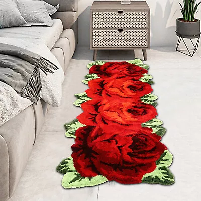 4 Rose Rug Floor Runner Handmade Rug Carpets Floral Mats Pad Anti-Slip Decor • $59