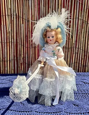 Vintage 1950's Marcie Doll In Bell Shaped Carrying Case W/Blue Ballroom Dress • $45.99