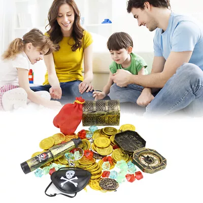 Money Pouch Tag Kids Coin Pirate Toy Set Treasure Chest Pretend Play • $19.81