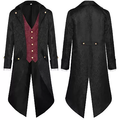 Mens Tuxedo Medieval Mid Length Punk Vintage Tailcoat Retro Jacket Vampire Party • $65.99