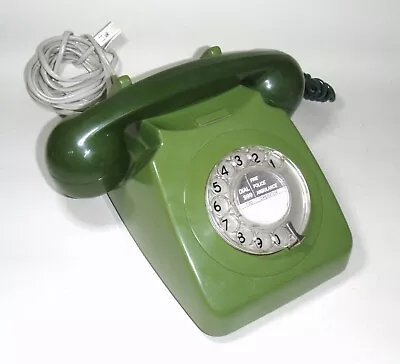 Original Vintage GPO 746 GREEN TELEPHONE Rotary Dial WORKING • £29.99