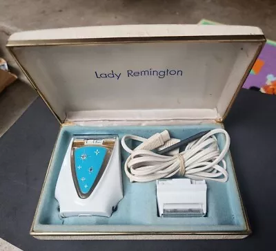 Vintage Lady Remington Electric Razor Shaver Atomic Snowflake Turquoise • $22