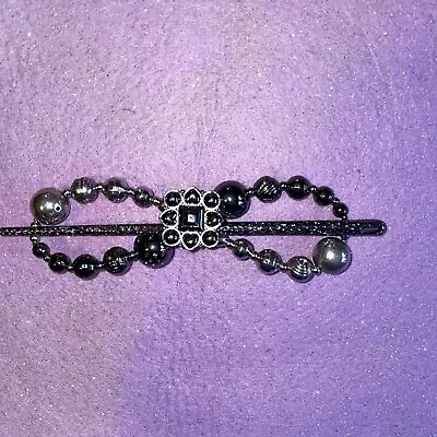 Lilla Rose Beaded 8 & Stick Discontinued ￼item Hair Jewelry XL Black & Silver • $35