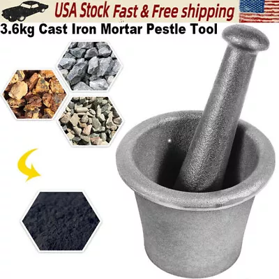 3.6kg Cast Iron Mortar Pestle Tool Set Rock-Ore Crusher-Assay-Gold-Pulverizer • $70